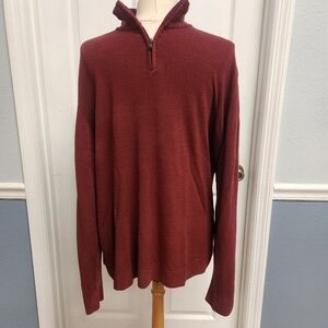 Men's Maroon Quarter Zip-Up Sweater
